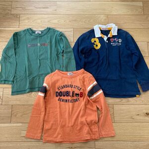 ミキハウス　ダブルビー　 長袖 ポロシャツ　カットソー 長袖Tシャツ キッズ　ラガーシャツ　ダブルBベア　wb バッグ　120