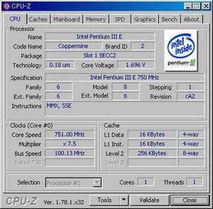 INTEL PentiumIII 750 MHz SECC2 (Slot1) ★ゴールドヒートシンク 中古正常品★