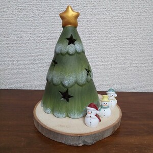 新品 クリスマス ツリー スノーマン 雪だるま 切り株 セット インテリア オブジェ 卓上 置き物 雑貨 飾り プレート 台座 台 木製 ウッド