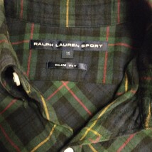 RALPH LAUREN　ラルフローレン　チェックシャツ　スリムフィット　11号　グリーン×赤×黄　綿100%_画像3