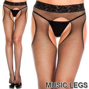 A543)MusicLegs suspenders stockings ML953 black black tights bread -stroke music legs net tights formal garter manner 