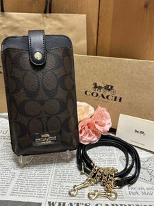 COACH コーチ スマホケース ショルダーバッグ ポーチ ポシェット ミニバッグ シグネチャー　アウトレット