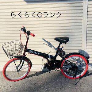 11SA47 【美品】STAIR 折りたたみ自転車 20インチ シマノ6段変速ギア ミニベロ フロントライト・カギ付き ZJK- FB01 中古 現状品