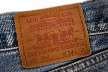 K-4215★Levi's リーバイス 502-03★2003年製造 色落ち抜群 鬼ひげ縦落ち ヴィンテージ加工 デニム ストレート ジーンズ W-34_画像9