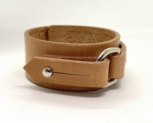 [ hand made ] bracele connector stop pito.. cow leather natural 1 size 