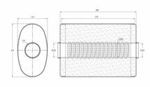 ワンオフマフラー製作用　オーバルサイレンサー 110mm×195mm×280ｍｍ 50.8φ用 中間タイコ DIY ローダウン車両に！_画像2