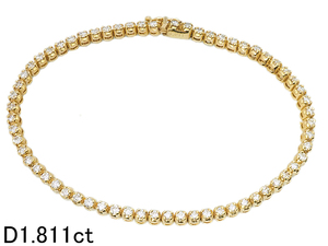  sound feather shop # diamond /1.811ct K18YG tennis bracele diamond bracele finish settled [ used ]