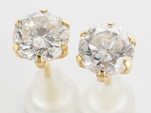 音羽屋■ G/I-1 ダイヤモンド/0.377ct 0.393ct K18YG 1粒ダイヤ スタッド ピアス ソーティング付き 仕上済【中古】_画像3