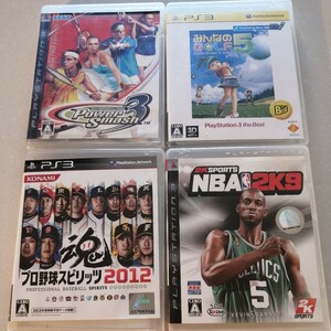 スポーツ 4本セット みんなのGOLF5 パワースマッシュ3 プロ野球スピリッツ2012 NBA 2K9 みんゴル テニス ベースポール バスケ