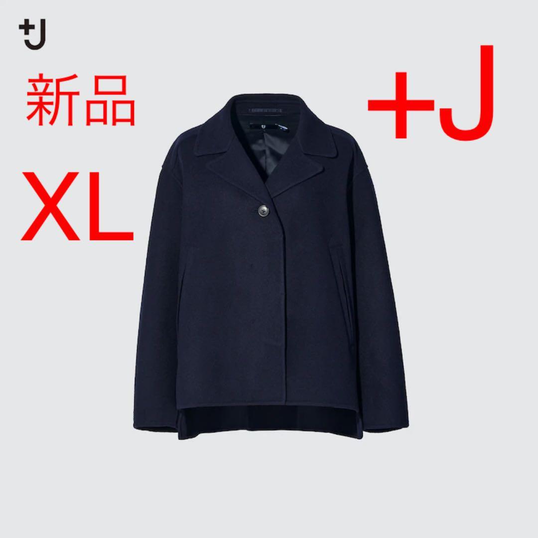 新品・S・ネイビー】ユニクロ×ジル・サンダー +J ダブルフェイス