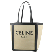 セリーヌ CELINE トートバッグ ラージ スクエア カバ キャンバス カーフレザーヴァニラ 7464_画像1