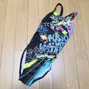 美品 マイティライン ハイカット 85OE-955 Mサイズ 競泳水着 光沢 うろこ模様 ブラック系 MIZUNO ミズノ MIGHTYLINE 送料無料 匿名配送