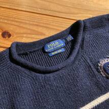 USA古着 POLO Ralph Lauren ラルフローレン ニット レディース XSサイズ メリノウール ボーダー カジュアル ネイビー アメリカ仕入 S0736_画像4