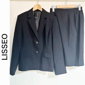 LISSEO リセオ　スカートスーツ　セットアップ　ジャケット　背抜き　フォーマル　ブラック　大きいサイズ　13号　スカート　１１号
