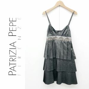 PATRIZIA PEPE パトリツィアペペ ワンピース ドレス ミニ丈 プリーツデザイン キャミ イタリア製 パーティー グレー サイズ40 S