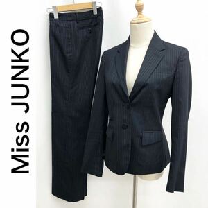 Miss JUNKO ミスジュンコ セットアップ スーツ ジャケット 背抜き パンツ ネイビー 紺 ストライプ サイズ9 M ビジネス リクルート オフィス