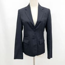 Miss JUNKO ミスジュンコ セットアップ スーツ ジャケット 背抜き パンツ ネイビー 紺 ストライプ サイズ9 M ビジネス リクルート オフィス_画像2