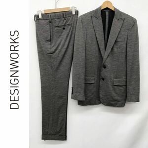 DESIGNWORKS デザインワークス メンズ セットアップ スーツ ストレッチ ジャケット 背抜き グレー系 サイズ48 L相当 紳士