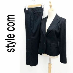 style com スタイルコム スーツ セットアップ ストライプ ジャケット 総裏地 パンツ ブラック系 サイズ9 M