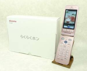 8902【フルセット/良品/SIMロック解除済み】らくらくホン　F-01M　ピンク保証付き新品卓上ホルダF49送料無料4Gアルコール消毒済み【即決】