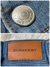 美品 BURBERRY LONDON バーバリーロンドン ストレートデニムパンツ Gパン ジーンズ ストレッチ ゴム調整 シルバー金具 レザータグ 160A_画像8