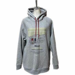 NANGA / ECO HYBRID CONTOUR MAP LOGO SWET HOODIE ナンガ スウェット パーカー Lサイズ コットン GRY グレー 送料全国一律230円