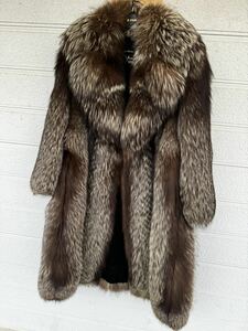 シルバーフォックス 狐皮 セミロングコート フォックス コート 毛皮 コート