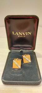 LANVIN カフス ゴールド×シルバー ケース有 中古品 ランバン カフリンクス 60404-4