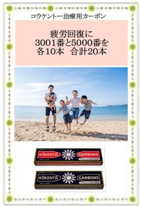 疲労回復に　コウケントー　光線治療器用　治療用カーボン　３００１番と５０００番　各１０本　合計２０本　黒田製作所 もちろん新品です