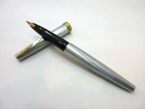 1087 中古品 SHEAFFER シェーファー 万年筆 両用式 ペン先14K-585 シルバー×ゴールド MADE IN USA 筆記用具 