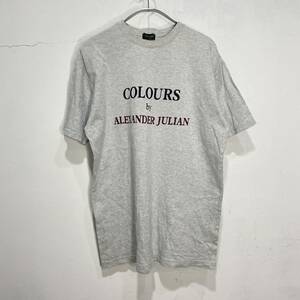 送料無料☆COLOURS by ALEXANDER JULIAN☆アレキサンダージュリアン☆90s☆プリントロゴTシャツ☆半袖☆グレー☆M☆K23