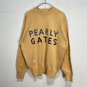 ☆送料無料☆PEARLY GATES☆パーリーゲイツ☆ブランドロゴコットンニットセーター☆M☆K23