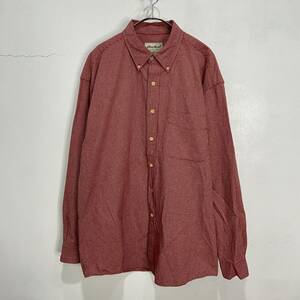 送料無料☆９０ｓ☆Eddie Bauer☆エディーバウアー☆ガンクラブチェック柄長袖ボタンダウンシャツ☆レッド系☆L☆K23