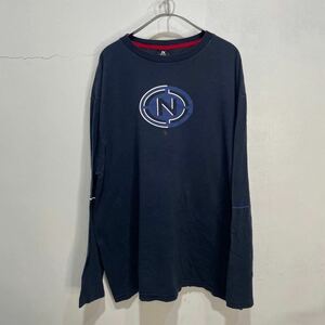 送料無料☆90s☆USA製☆NAUTICA JEANS COMPANY☆ノーティカ☆プリントロゴロンT☆長袖☆ネイビー☆XL☆K23