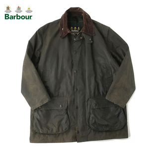 90s 旧3ワラント 英国製Barbour バブアー NORTHUMBRIA 8oz オイルドジャケット オリーブ C44 ヘビーオンス×ニット裏地