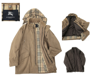 スペイン製 BURBERRY リバーシブル中綿ジャケット付 4WAY ハーフブルゾン 54(XXL)