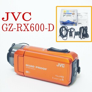 【美品・動作品】JVC GZ-RX600-D デジタルビデオカメラ ハイビジョンメモリームービー 防水 防塵 耐衝撃 耐低温 ケンウッド