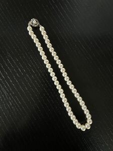 【美品】人工パール 真珠 1連ネックレス 直径約7.5mm 留金込41cm