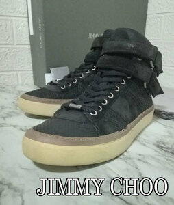 【1円】ジミーチュウ　スニーカー　ハイカット　JIMMY CHOO　スエード　ブラック　サイズ42（26.5～27.5㎝）