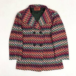 ▲【古着】MISSONI ミッソーニ イタリア製 総柄 ピーコート ジャケット マルチカラー サイズ不明 ウール レディース 0.58㎏