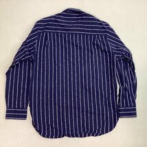 ■クリックポスト【198円】Calvin Klein カルバンクライン ロゴ刺繍ストライプシャツ 長袖 きれいめ 古着 綿 メンズ サイズL ネイビー■_画像2