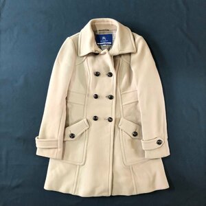 ★BURBERRY BLUE LABEL バーバリー ブルーレーベル ダブルコート アウター チェック ベージュ サイズ40 レディース 1.35kg★