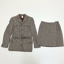 ●GIANNI VERSACE ジャンニヴェルサーチ セットアップ ジャケット スカート 総柄 ブラウン/ホワイト レディース40 イタリア製 1.06kg●_画像1