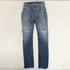 ▲【古着】Levi's リーバイス USA製 551 ZXX デニム パンツ ジーパン ジーンズ ダメージ リペア加工 ビッグE W28 L36 ブルー 0.62㎏