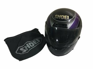 ★SHOEI ショウエイ ヘルメット X-8V DULE AERO-VORTEX 95年 61～62(XL) 黒/紫 フルフェイス オンロード 収納袋付 ジャンク品 1.60kg★