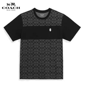 ◆新品タグ付き/正規品◆【COACH★C9602-M】コーチ メンズトップス シグネチャー 半袖Tシャツ チャコール 定価33,000円 即決!! 