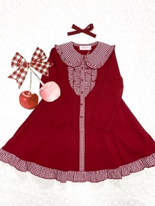 * Shirley Temple * серебристый жевательная резинка sailor cut and sewn One-piece * красный *110*USED**ShirleyTemple*