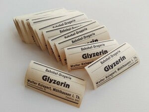 即決 ドイツ ヴィンテージ 薬ラベル 薬屋 ヨーロッパ 海外 外国 古い 味紙 紙もの アジ紙 レトロ 当時物 コラージュ素材に Glyzerin