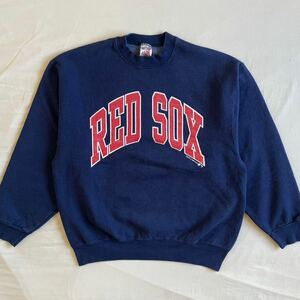 90s BOSTON RED SOX ヘビーウェイト スウェット USA製 L FRUIT OF THE LOOM ビンテージ REDSOX MLB ネイビー champion 80s