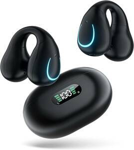 「ながら聴きイヤホン」ワイヤレスイヤホン イヤーカフ型 Bluetooth5.3 耳を塞がないイヤホン OWSイヤホン 黒/164
